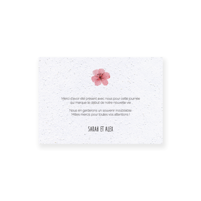 Carte remerciement à planter personnalisable | Papierfleur.fr, le papier qui fleurit