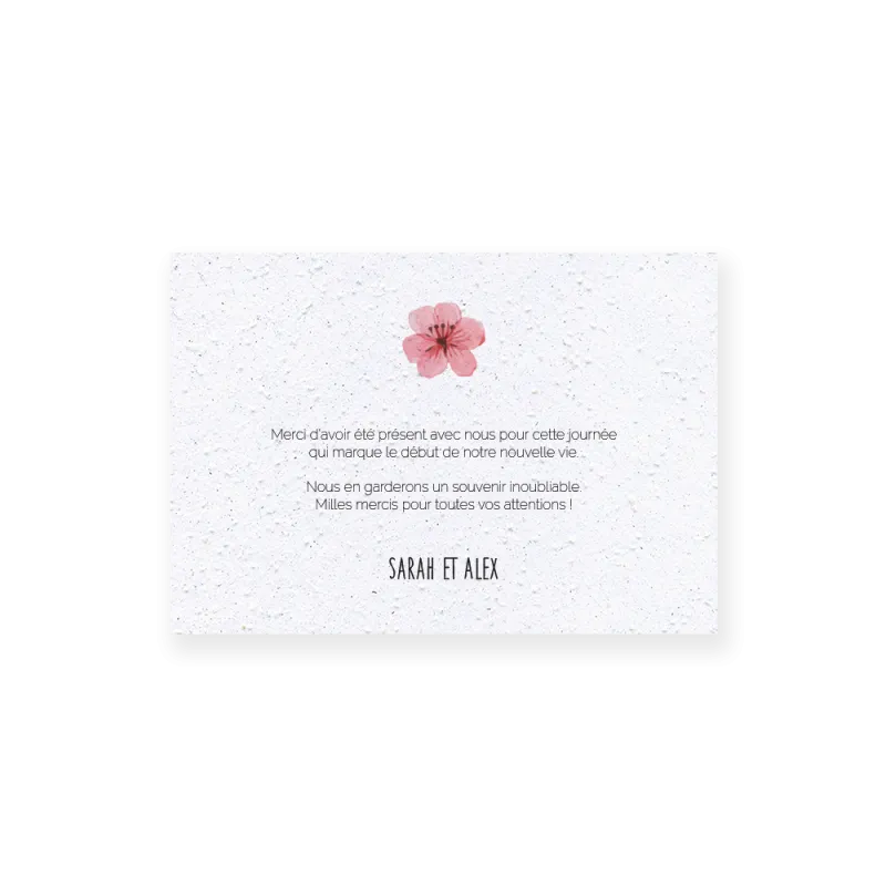 Carte remerciement à planter personnalisable | Papierfleur.fr, le papier qui fleurit