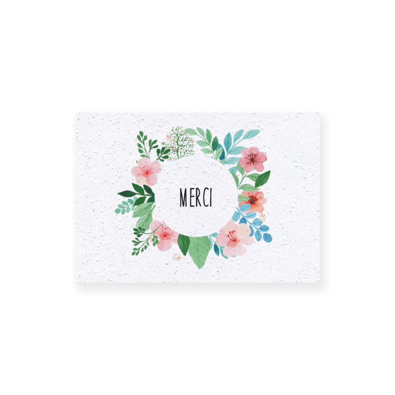 Carte remerciement à planter personnalisable | Papierfleur.fr, le papier qui fleurit