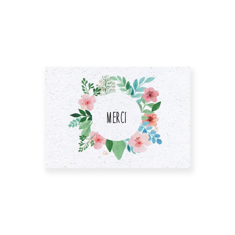 Carte remerciement à planter personnalisable | Papierfleur.fr, le papier qui fleurit