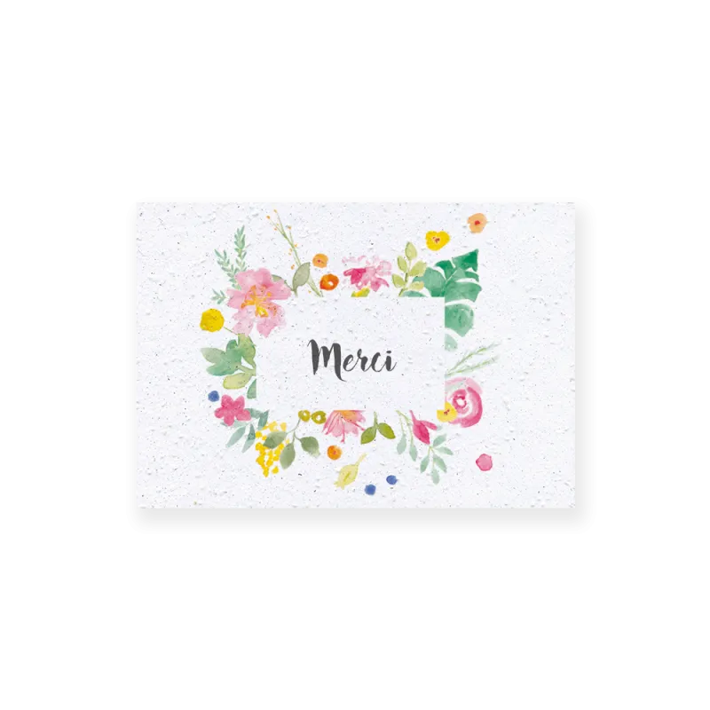 Carte remerciement à planter personnalisable | Papierfleur.fr, le papier qui fleurit