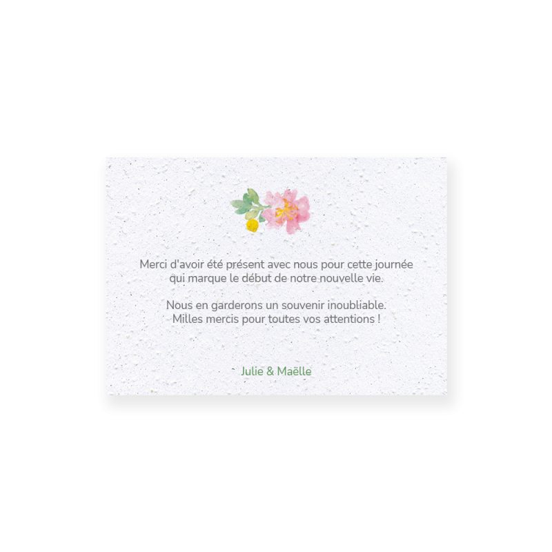 Carte remerciement à planter personnalisable | Papierfleur.fr, le papier qui fleurit