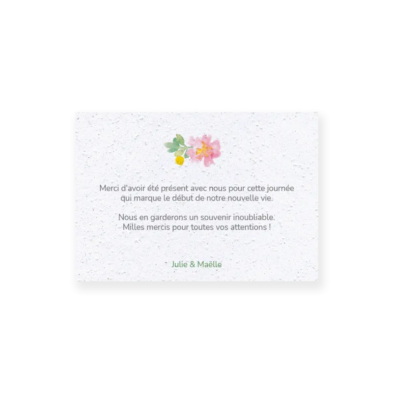 Carte remerciement à planter personnalisable | Papierfleur.fr, le papier qui fleurit