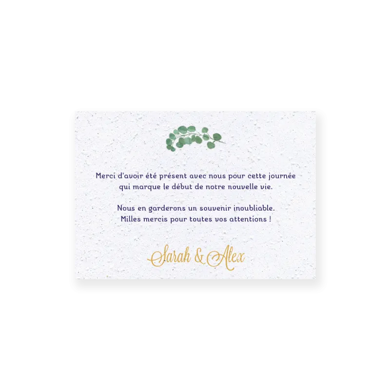 Carte remerciement à planter personnalisable | Papierfleur.fr, le papier qui fleurit