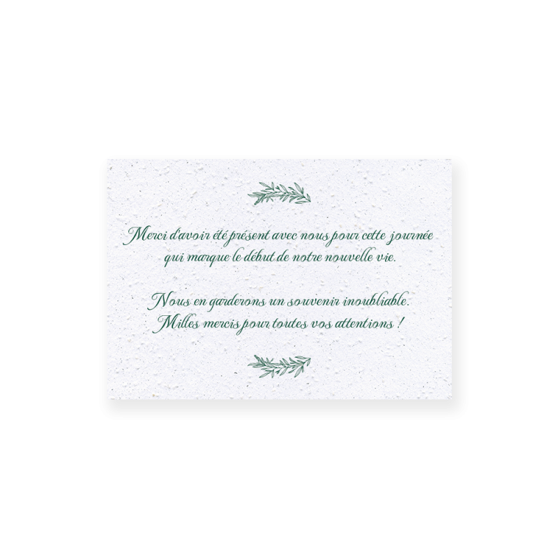 Carte remerciement à planter personnalisable | Papierfleur.fr, le papier qui fleurit