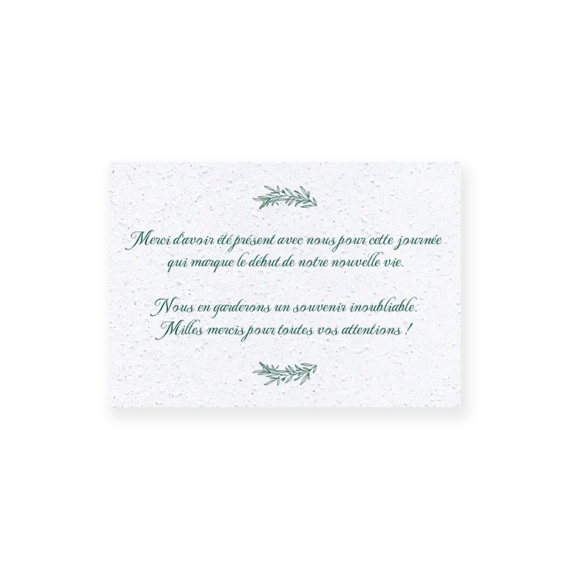 Carte remerciement à planter personnalisable | Papierfleur.fr, le papier qui fleurit