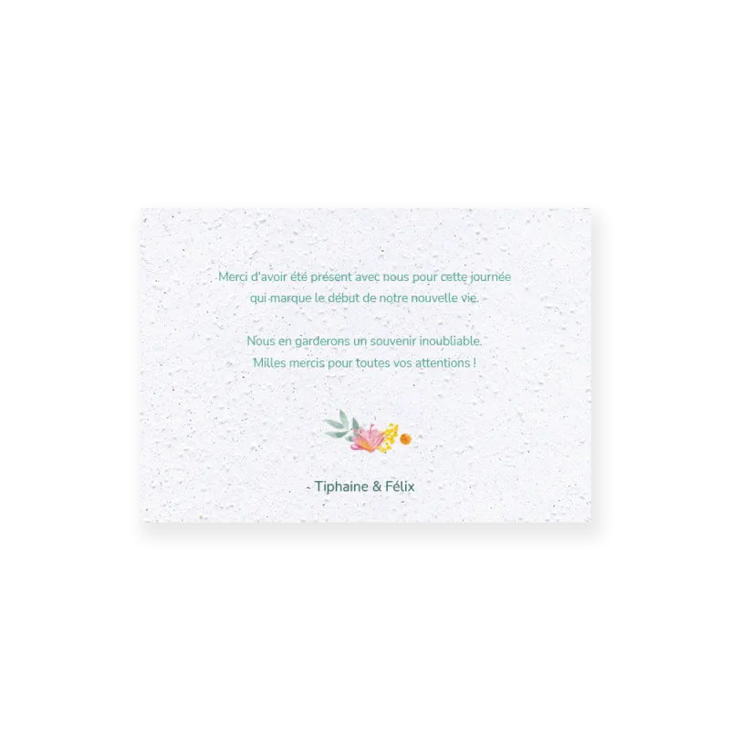 Carte remerciement à planter personnalisable | Papierfleur.fr, le papier qui fleurit