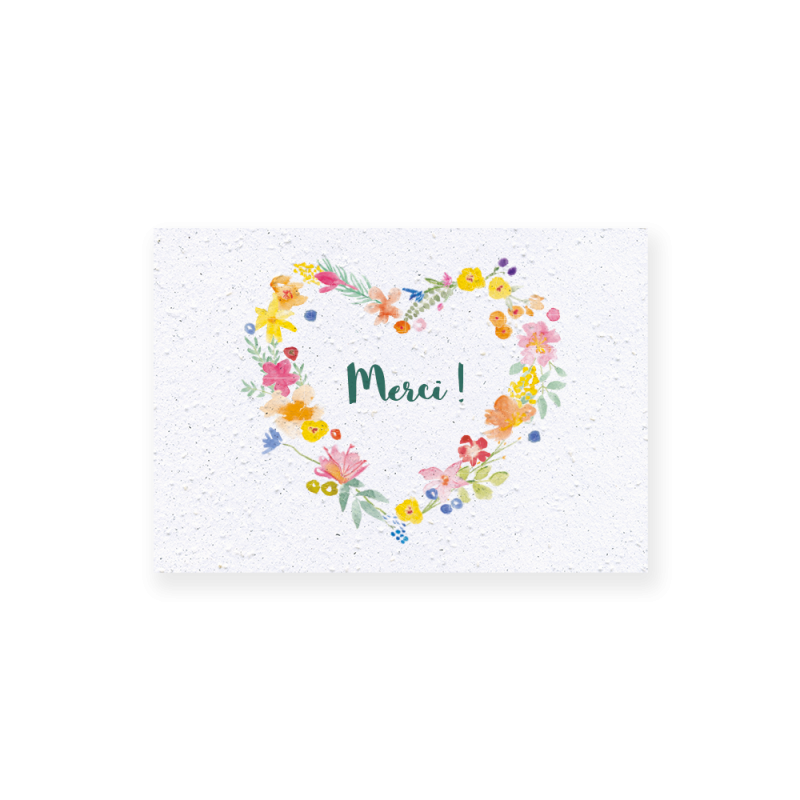 Carte remerciement à planter personnalisable | Papierfleur.fr, le papier qui fleurit