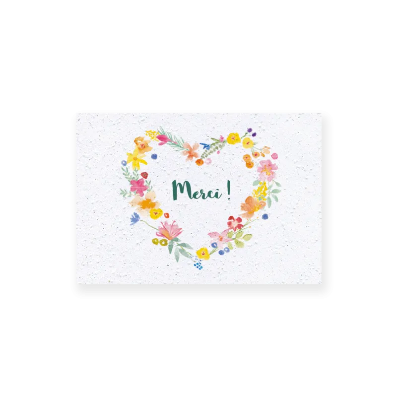 Carte remerciement à planter personnalisable | Papierfleur.fr, le papier qui fleurit