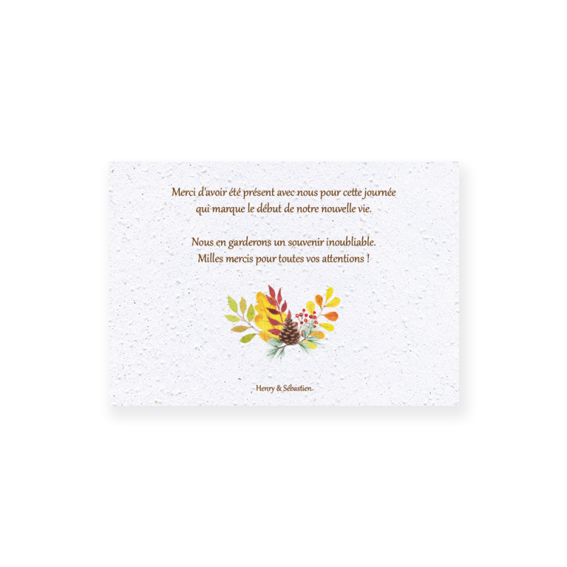 Carte remerciement à planter personnalisable | Papierfleur.fr, le papier qui fleurit