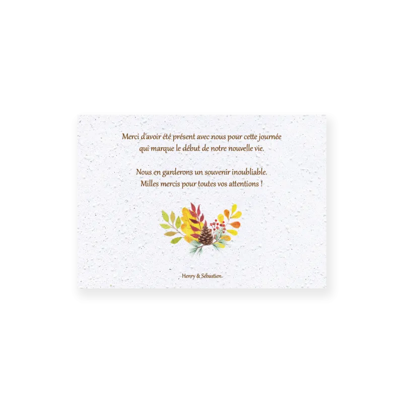 Carte remerciement à planter personnalisable | Papierfleur.fr, le papier qui fleurit