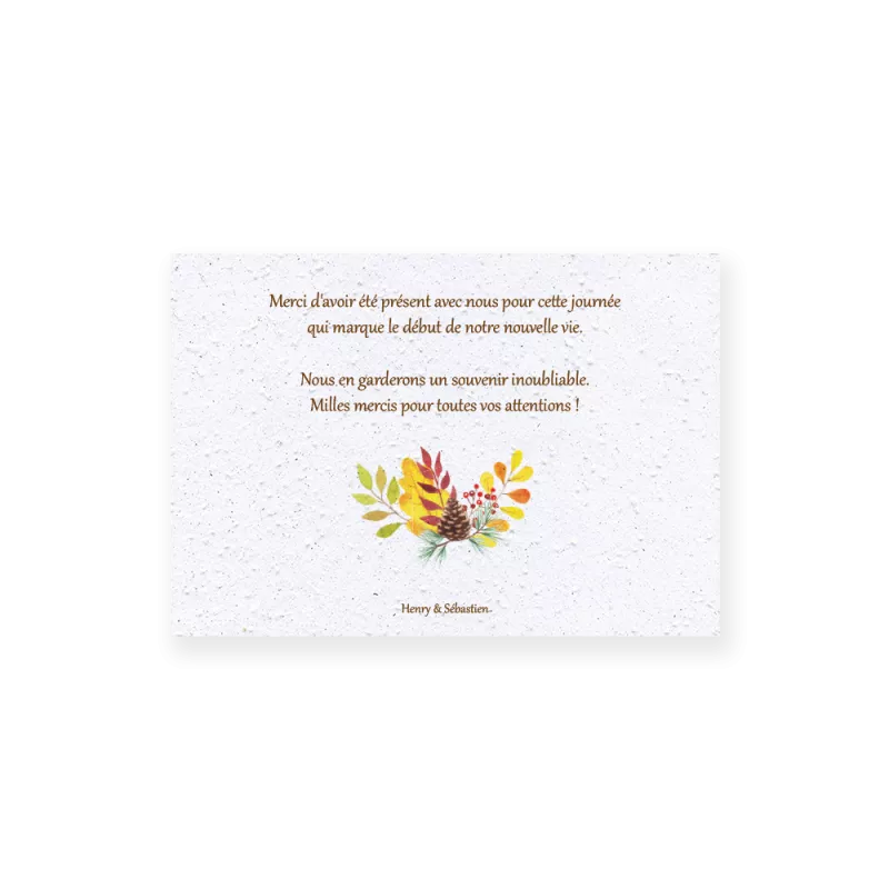 Carte remerciement « Couronne d'automne » | Papierfleur.fr, le papier qui fleurit