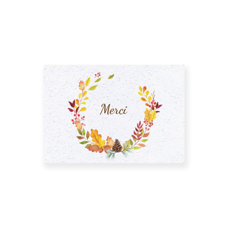 Carte remerciement « Couronne d'automne »  | Papierfleur.fr, le papier qui fleurit