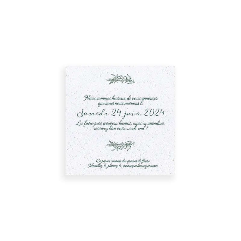 Save-the-date à planter | Papierfleur, le papier qui fleurit