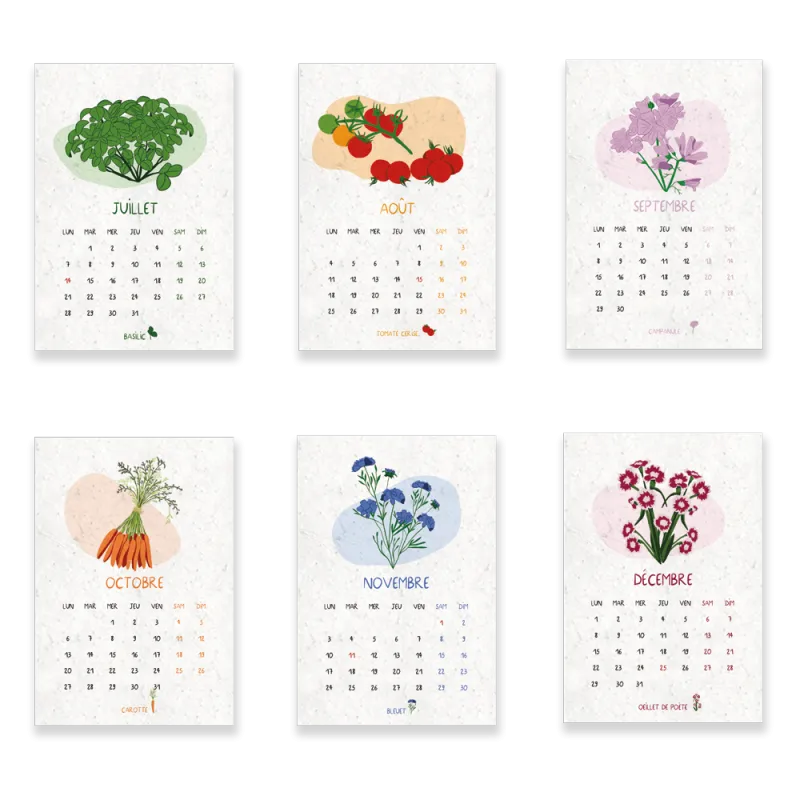 Calendrier à planter 2025, Jardin du temps