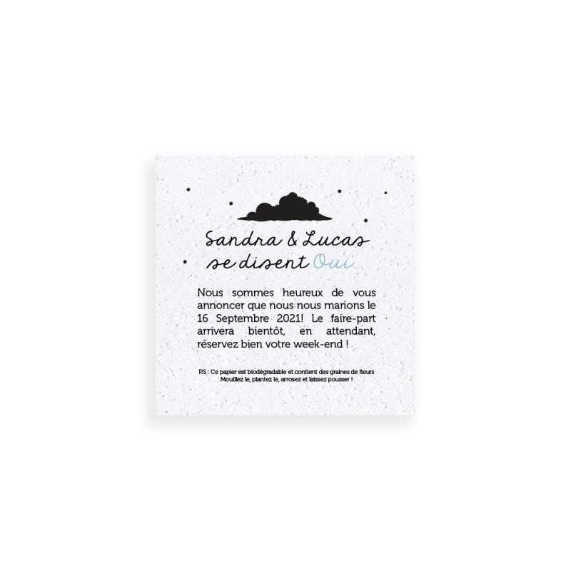 Save the date comme sur un nuage | Papierfleur, le papier qui fleurit