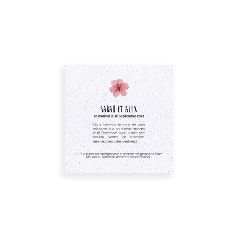 Save the date champ de fleurs à planter | Papierfleur, le papier qui fleurit