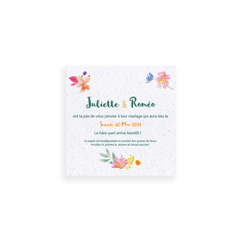 Save-the-date cœur de fleurs à planter | Papierfleur, le papier qui fleurit