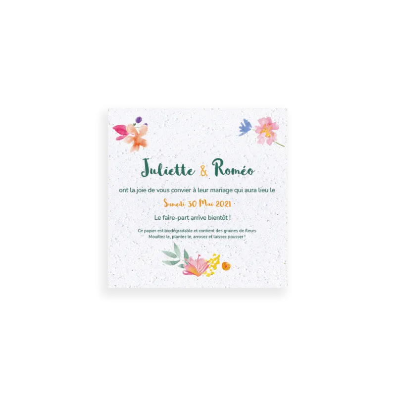Save-the-date cœur de fleurs à planter | Papierfleur, le papier qui fleurit
