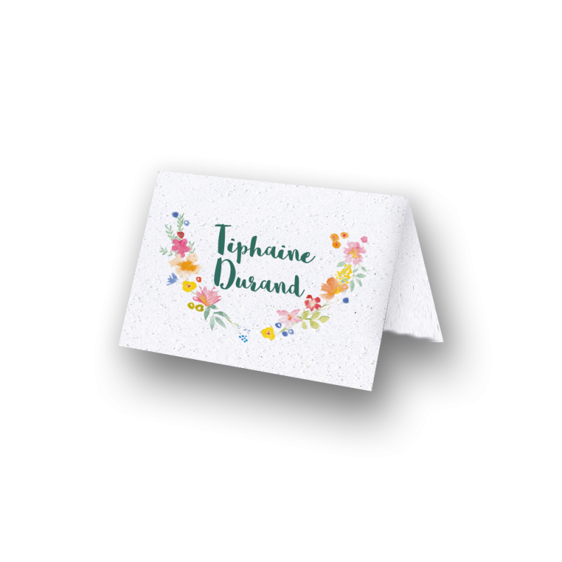 Marque-place "coeur de fleurs" | Papierfleur, le papier qui fleurit