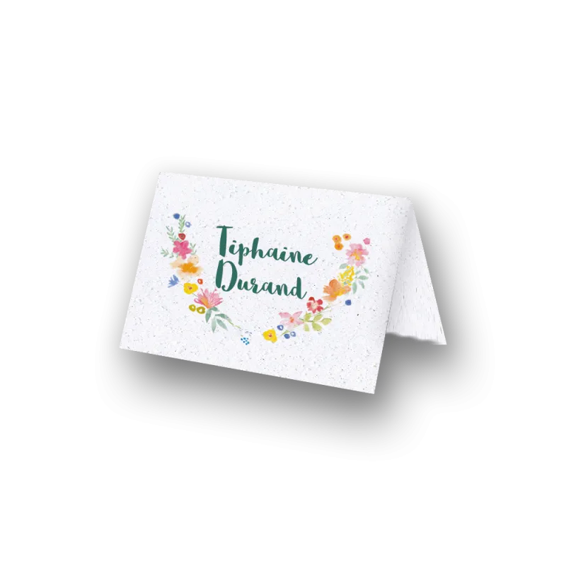 Marque-place "coeur de fleurs" | Papierfleur, le papier qui fleurit