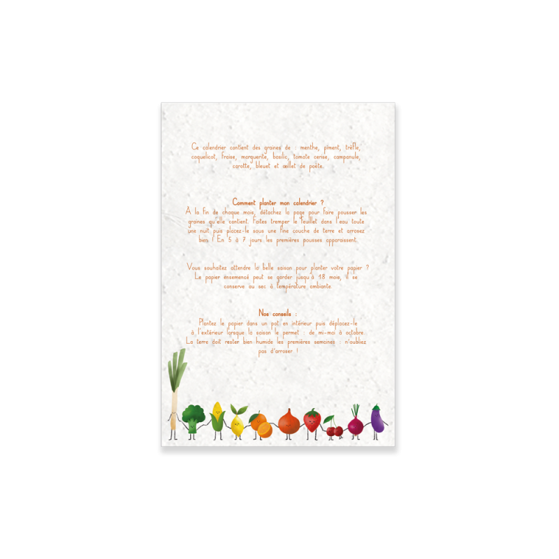 Calendrier à planter 2025 - Fruits et légumes | Papierfleur