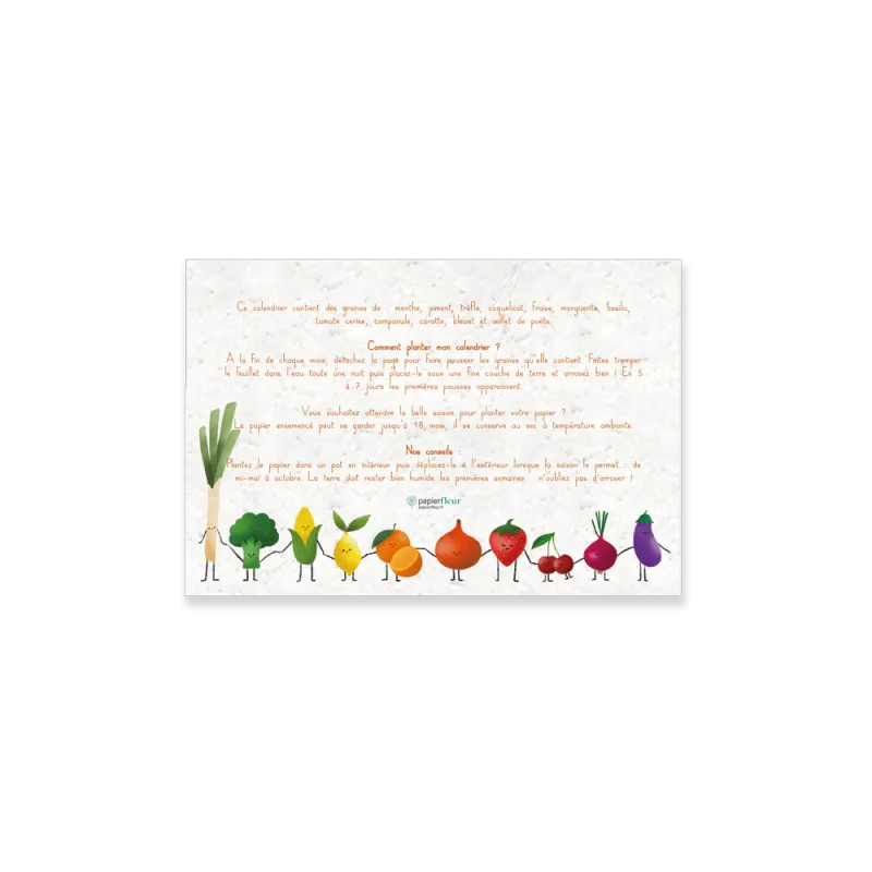 Calendrier à planter 2025 - Fruits et légumes | Papierfleur