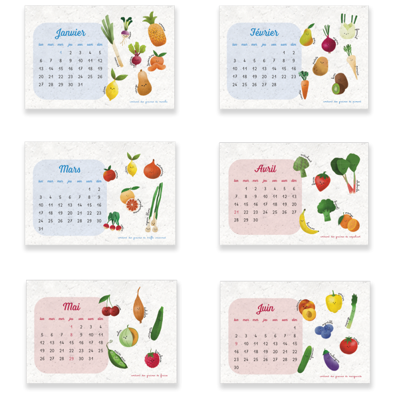 Calendrier à planter 2025 - Fruits et légumes | Papierfleur
