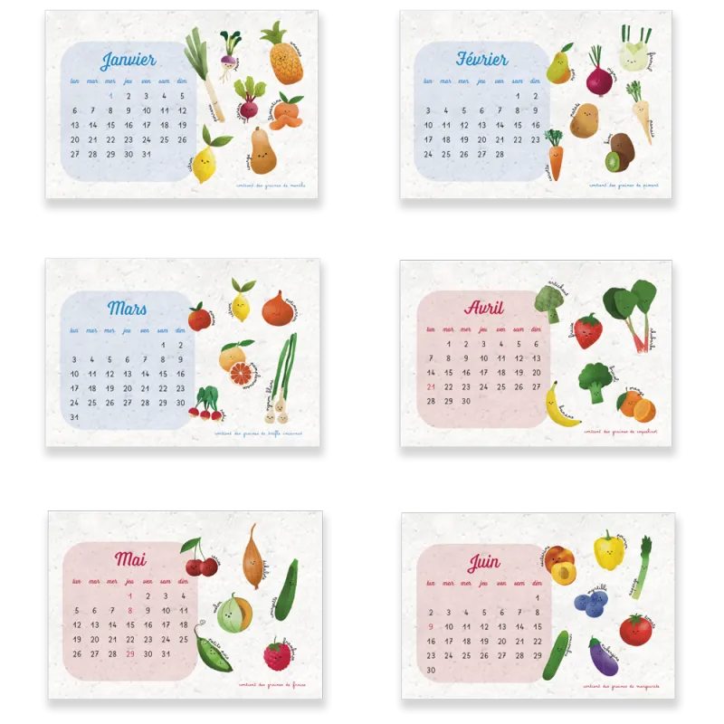 Calendrier à planter 2025 - Fruits et légumes | Papierfleur