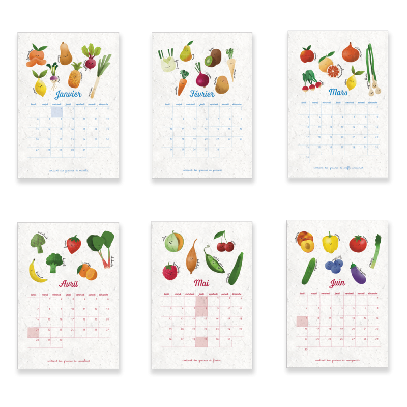 Calendrier à planter 2025 - Fruits et légumes | Papierfleur