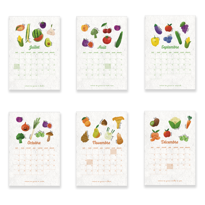 Calendrier à planter 2025 - Fruits et légumes | Papierfleur