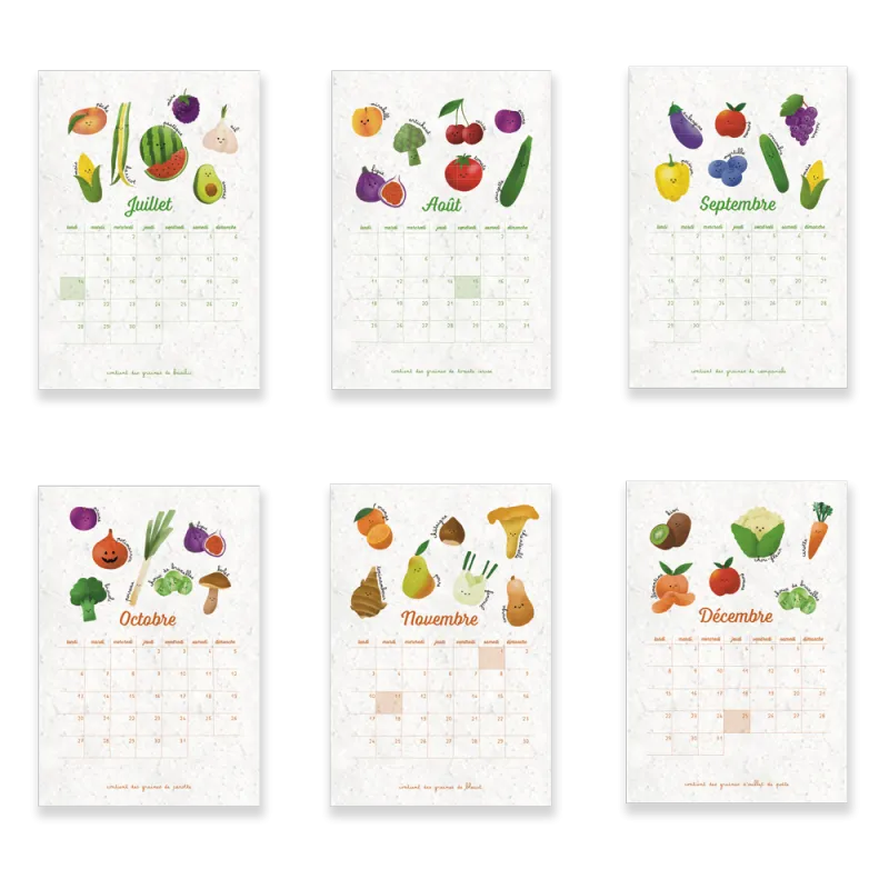 Calendrier à planter 2025 - Fruits et légumes | Papierfleur