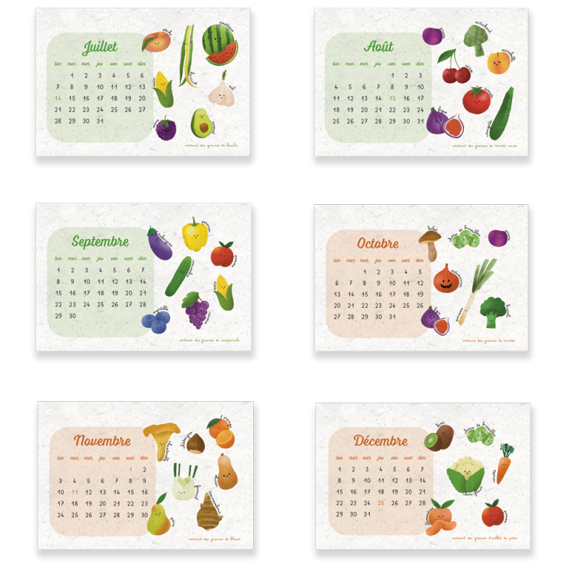 Calendrier à planter 2025 - Fruits et légumes | Papierfleur