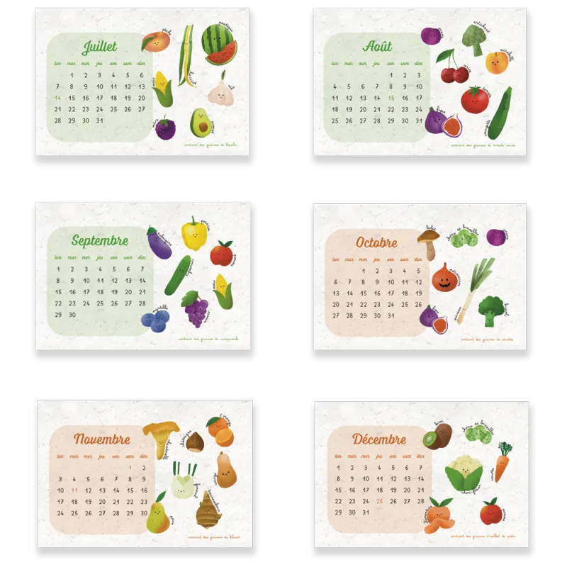 Calendrier à planter 2025 - Fruits et légumes | Papierfleur