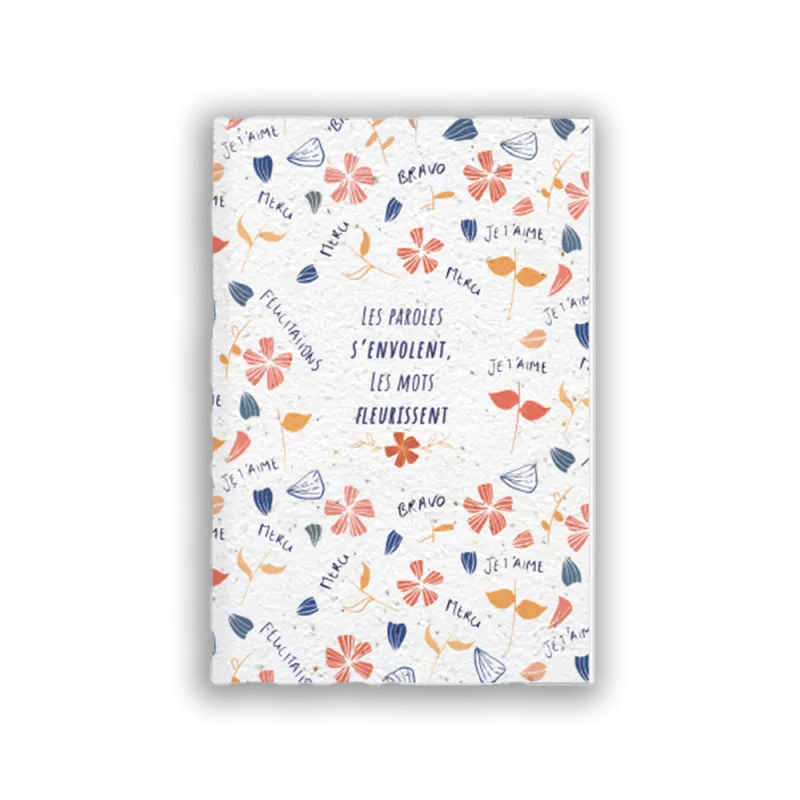 Carnet "Les mots fleurissent" | Papierfleur.fr, le papier qui fleurit