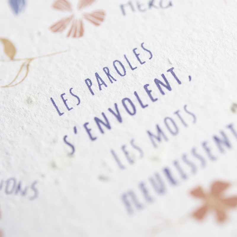 Carnet "Les mots fleurissent" | Papierfleur.fr, le papier qui fleurit