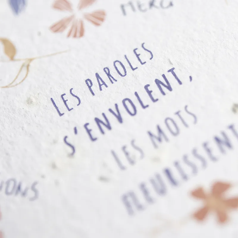 Carnet "Les mots fleurissent" | Papierfleur.fr, le papier qui fleurit