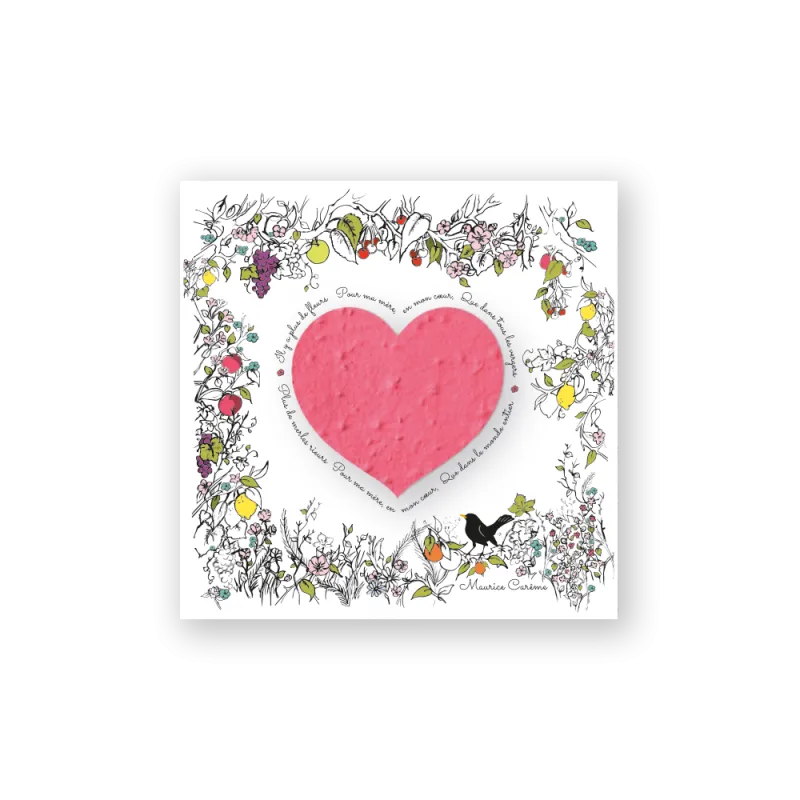 Carte - Cœur pour ma mère | Papierfleur.fr, le papier qui fleurit