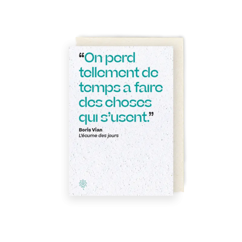 Carte à planter - L'écume des jours | Papierfleur.fr, le papier qui fleurit