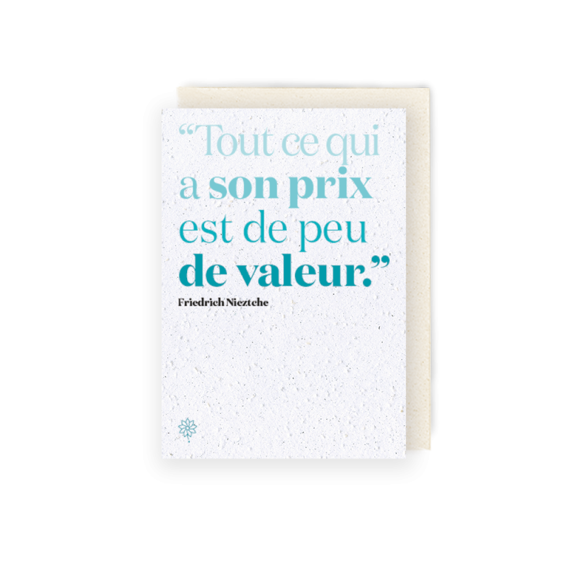 Carte à planter - Nietzche et la valeur | Papierfleur.fr, le papier qui fleurit