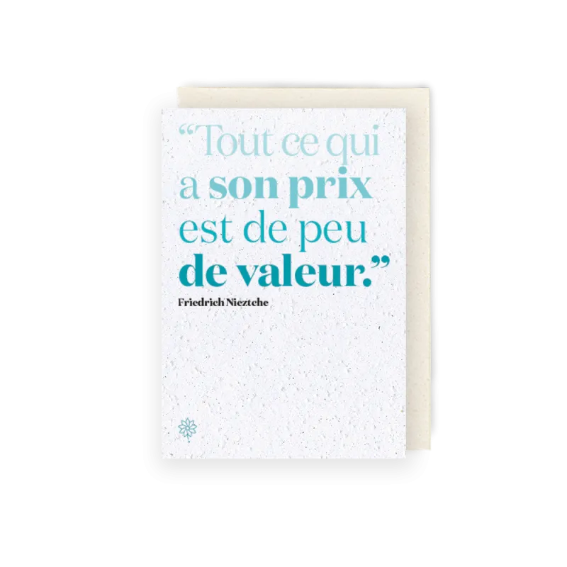 Carte à planter - Nietzche et la valeur | Papierfleur.fr, le papier qui fleurit