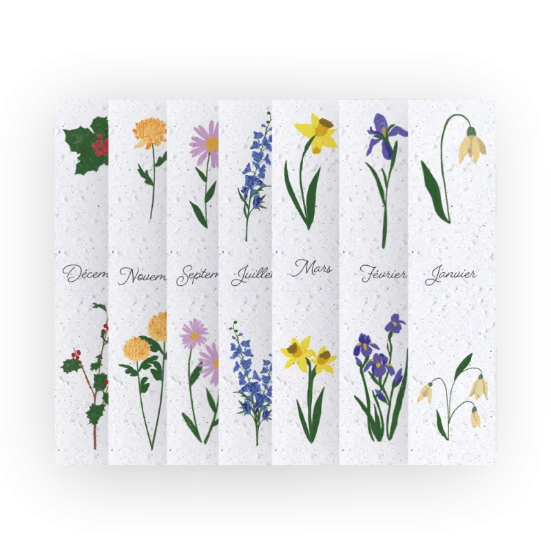 12 Marque-pages à planter - Fleurs de naissance | Papierfleur.fr, le papier qui fleurit
