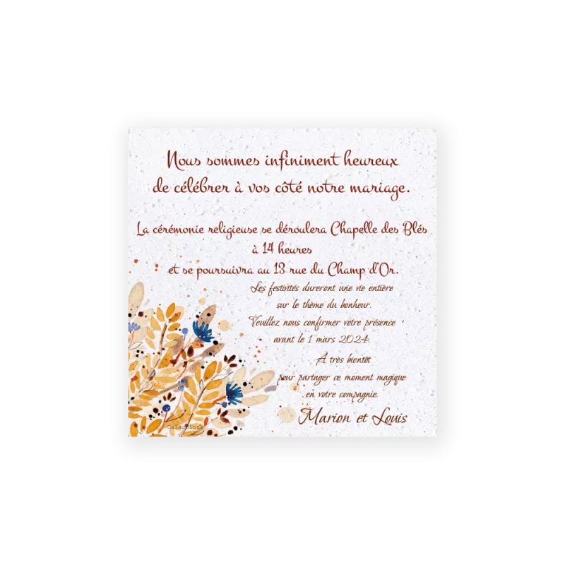 Faire-part à planter « Blé » | Papierfleur, commande en ligne