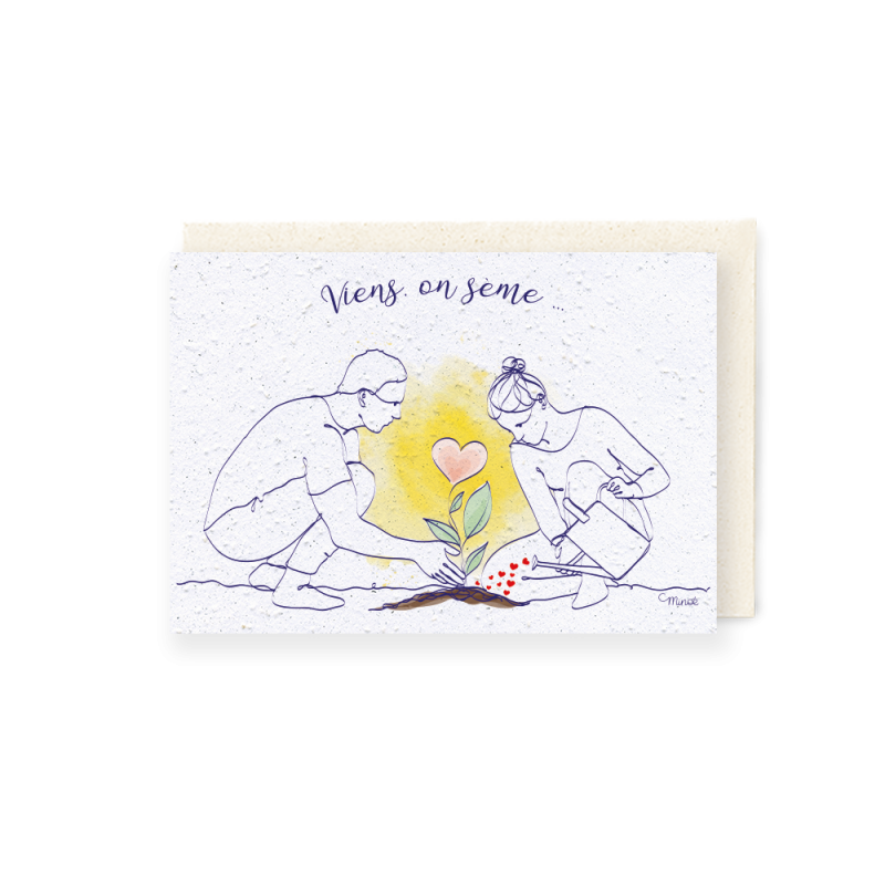 Carte à planter - Viens on sème | Papierfleur.fr, le papier qui fleurit
