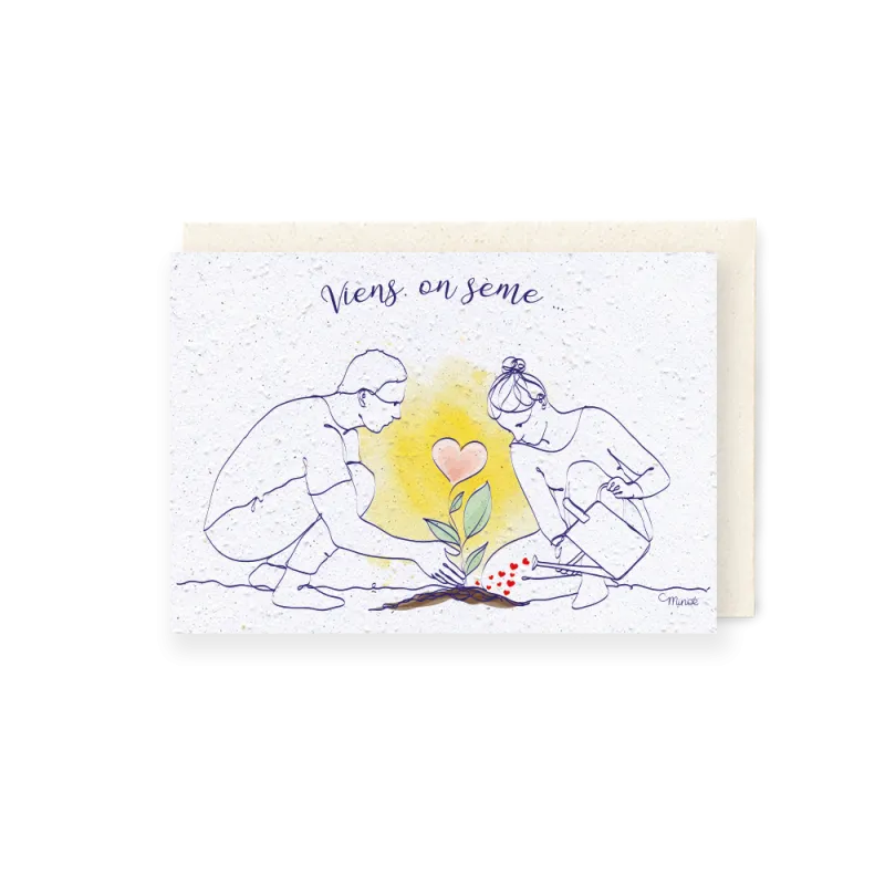 Carte à planter - Viens on sème | Papierfleur.fr, le papier qui fleurit