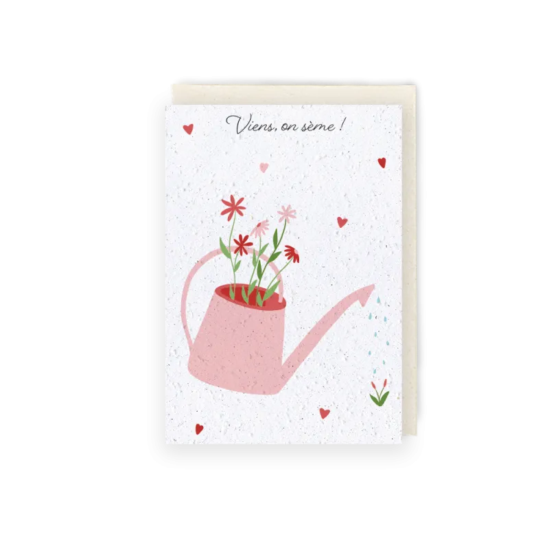 Carte à planter « arrosoir d'amour » | Papierfleur.fr, le papier qui fleurit