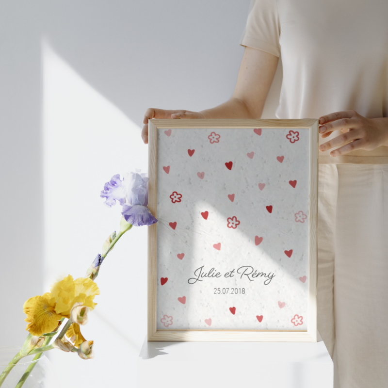 Affiche à planter St Valentin personnalisable | Papierfleur, le papier qui fleurit