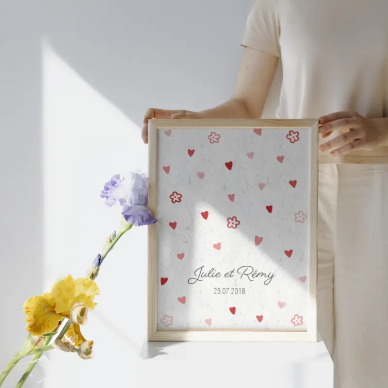 Affiche à planter St Valentin personnalisable | Papierfleur, le papier qui fleurit