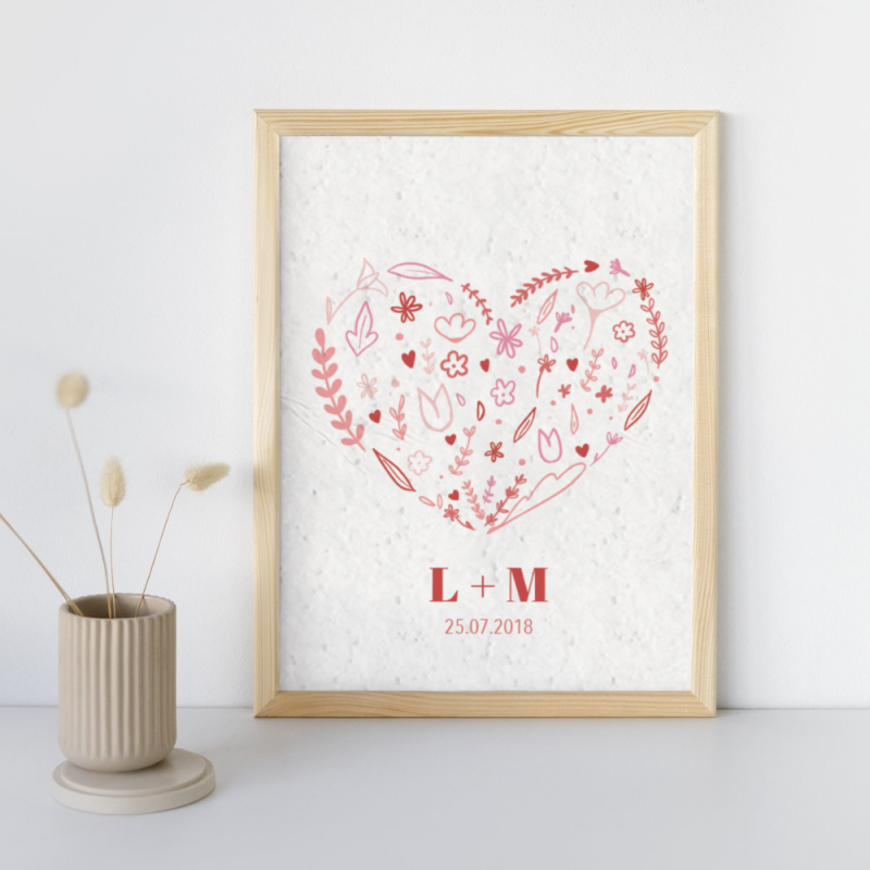 Affiche à planter St Valentin personnalisable | Papierfleur, le papier qui fleurit