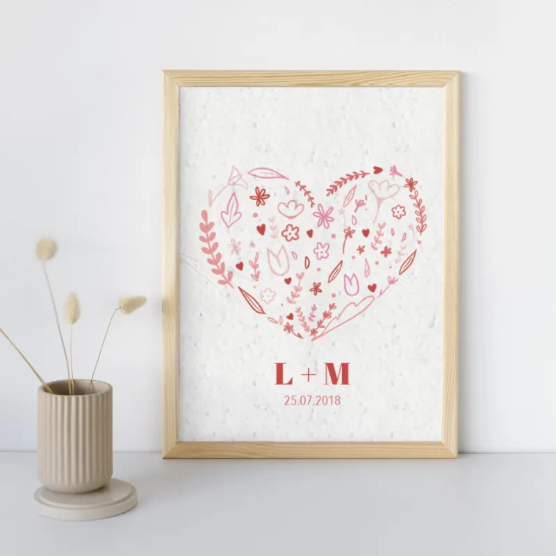 Affiche à planter St Valentin personnalisable | Papierfleur, le papier qui fleurit